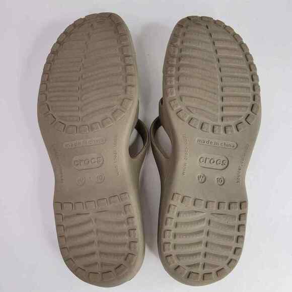 Crocs Patricia Wedge Slide Sandal Womens Size 10 Beige Brown Tan - Picture 5 of 8